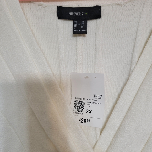 Forever 21 White V-Neck Sweater - Picture 4 of 6